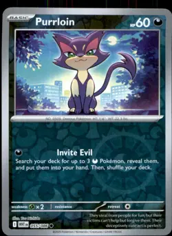 Purrloin 055/086 Common White Flare Pokemon Reverse Holo NM - Image 1