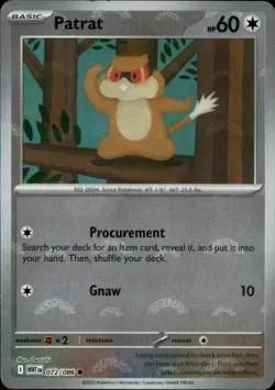 Patrat (Poke Ball Pattern) 072/086 Common White Flare Pokemon NM - Image 1