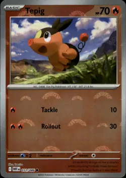 Tepig (Poke Ball Pattern) 011/086 Common White Flare Pokemon NM - Image 1