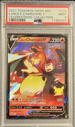 PSA 9 Lances Charizard V #133 Pokemon 2021 SWSH133 Celebrations Collection - Image 1