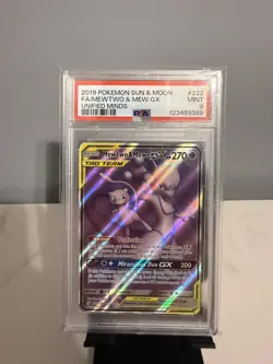 2019 Pokemon Unified Minds PSA 9 Mewtwo & Mew GX Tag Team FULL ART HOLO #222 💎 - Image 1