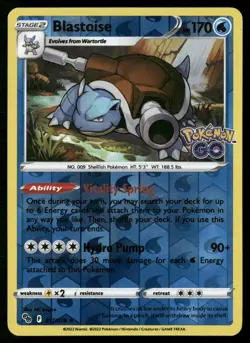 Pokemon Blastoise Pokemon GO Reverse Holo 017/078 Rare Lightly Played - Image 1