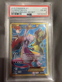 PSA 6 2015 Pokemon XY Breakthrough Full Art Mewtwo EX 163/162 Holo Secret Rare - Image 1