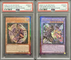 2025 PSA 9 YUGIOH RA04 ULTIMATE RARE APPRENTICE & DARK MAGICIANS SET 💫 - Image 1