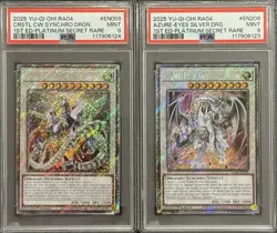 2025 PSA 9 YUGIOH RA04 PLATINUM SECRET RARE SYNCHRO & AZURE EYES DRAGON SET 💫 - Image 1