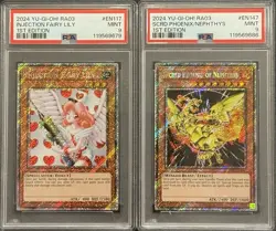 2024 PSA 9 YUGIOH RA03 PLATINUM SECRET RARE FAIRY LILY & SACRED PHOENIX 🐦‍🔥 - Image 1