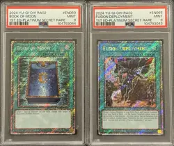 2024 PSA 9 YUGIOH 25TH PLATINUM SECRET RARE BOOK OF MOON & FUSION DEPLOYMENT SET - Image 1