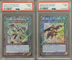 2024 PSA 9 YUGIOH RA03 PLATINUM SECRET RARE NEKROZ OF TRISHULA & UNICORE SET - Image 1