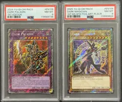 2024 PSA 8 YUGIOH RA03 PLATINUM SECRET RARE DARK PALADIN & DARK MAGICIAN SET - Image 1