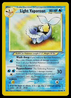 Pokemon Card - Light Vaporeon Neo Destiny 52/105 Uncommon - Image 1
