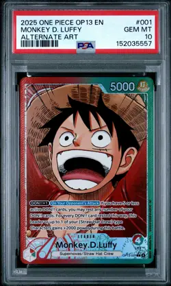 2025 ONE PIECE OP13-CARRYING ON HIS WILL ALTERNATE ART MONKEY D. LUFFY PSA 10 - Image 1