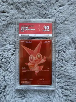 Pokemon TCG White Flare English Red Victini Card 172/086 Ace Grading Gem Mint 10 - Image 1