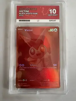 Pokemon TCG White Flare English Red Victini Card 172/086 Ace Grading Gem Mint 10 - Image 1