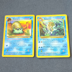Pokemon TCG Fossil English card lot x2 Omanyte 52/62 Omastar 40/62 1999 - Image 1