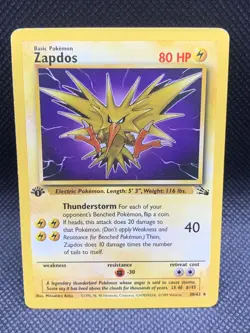 1st Edition Zapdos 30/62 Rare Fossil Pokemon Card - Image 1