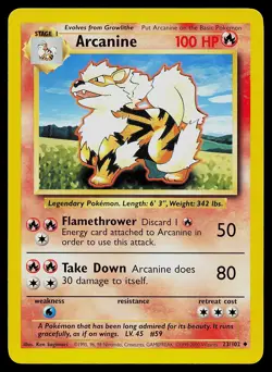 Pokemon Card - Arcanine Base Set UK 4th Print 23/102 Uncommon - Image 1