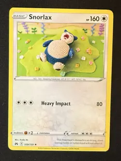 SNORLAX 109/159 POKEMON CARD (CROWN ZENITH SET) ASAKO ITO CROCHET KNITTED - Image 1