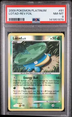 2009 Pokemon Platinum # 81 Lotad Reverse Foil PSA 8 Card NEW CERT! Free Ship - Image 1