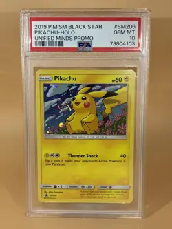PSA 10 2019 Pikachu Holo Unified Minds Black Star Promo Pokemon - Image 1