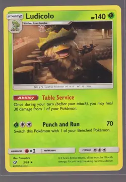 LUDICOLO 2/18 RARE DETECTIVE PIKACHU 2019 POKEMON HOLO RARE FRAMESTORE - Image 1
