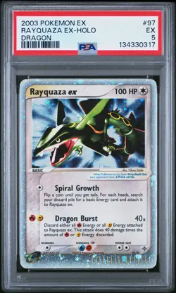 2003 POKEMON EX DRAGON #97 RAYQUAZA EX-HOLO PSA 5 - Image 1