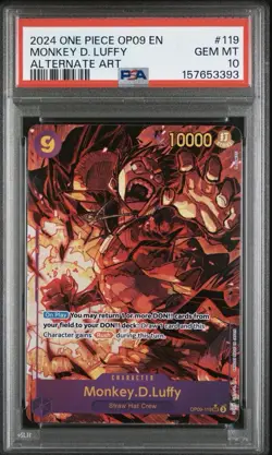 Bandai Monkey D. Luffy OP09-119 Alt Art Foil Secret Rare EN 2024 PSA 10 - Image 1