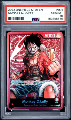 One Piece Monkey Luffy ST01-001 pre-errata PSA 10 #001 PRE ERRATA straw hat crew - Image 1