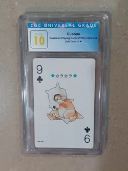 CGC 10 Pristine Cubone 9 of Clubs Playing Card Gold Deck 1999 Japanese Pokemon - Image 1