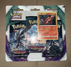 Pokemon Sun & Moon Guardians Rising 3 Booster Packs Turtonator Factory Sealed - Image 2