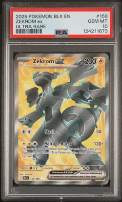 2025 POKEMON BLK EN-BLACK BOLT ULTRA RARE #158 ZEKROM EX PSA 10 - Image 1