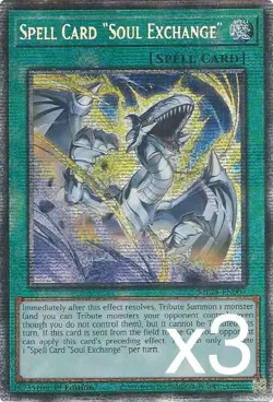 3X Yugioh Spell Card "Soul Exchange" MP25-EN007 Starlight Rare 1st Edition NM - Image 1
