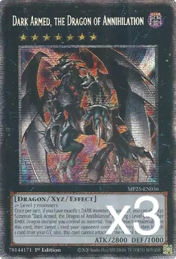 3X Yugioh Dark Armed, the Dragon of Annihilation MP25-EN036 Starlight Rare NM - Image 1