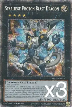 3X Yugioh Starliege Photon Blast Dragon MP25-EN034 Starlight Rare 1st Edition NM - Image 1