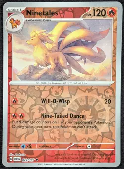 Ninetales 2023 Obsidian Flames Reverse Holo Pokemon Card 029/197 (NM) - Image 1