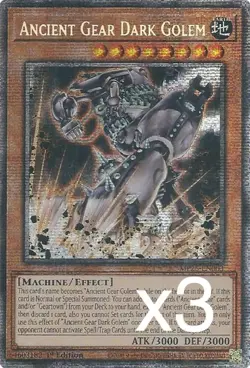3X Yugioh Ancient Gear Dark Golem MP25-EN003 Starlight Rare 1st Edition NM - Image 1
