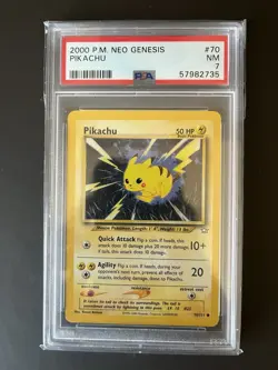 Pikachu 70/111 Neo Genesis Vintage Pokemon Card PSA 7 Near Mint - Mint - Image 1