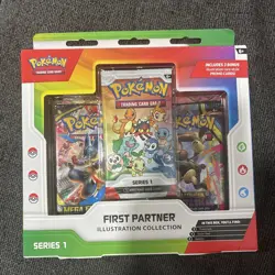 Pokemon TCG First Partner Illustration Collection Series 1 Sealed Box 3 Packs - Image 1