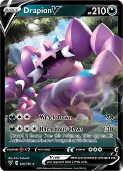 Pokemon TCG Drapion V 106/185 Vivid Voltage Half Art Ultra Rare Card - Image 1