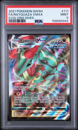 2021 POKEMON SWORD & SHIELD EVOLVING SKIES #111 FULL ART/RAYQUAZA VMAX PSA 9 - Image 1