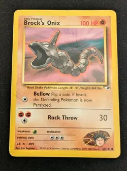 Brock's Onix 69/132 Unlimited Common Gym Heroes Pokemon Heavily Played - Image 1