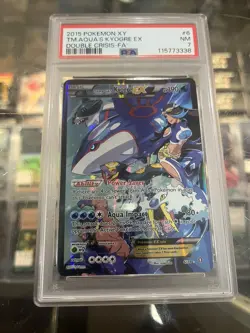 2015 POKEMON XY DOUBLE CRISIS #6 FULL ART/TEAM AQUA'S KYOGRE EX PSA 7 - Image 1