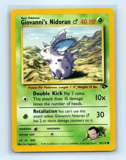 Pokemon tcg Gym Challenge Giovanni's Nidoran M Lightly played - Image 1