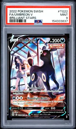 2022 POKEMON SWORD & SHIELD BRILLIANT STARS #TG22 FULL ART/UMBREON V PSA 9 - Image 1