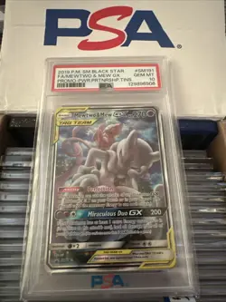 2019 Pokemon SM BSP Power Partnership Tins #SM191 FA Mewtwo & Mew GX PSA 10 - Image 1