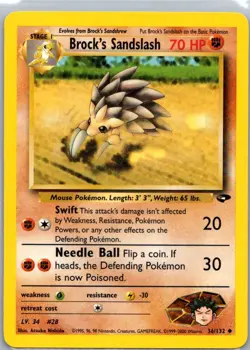 Pokemon TCG Brocks Sandslash 36/132 Gym Challenge LP - Image 1
