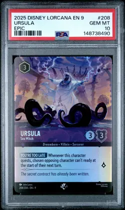 2025 DISNEY LORCANA EN 9-FABLED EPIC #208 URSULA - SEA WITCH PSA 10 - Image 1