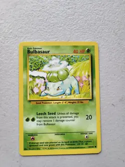 BULBASAUR Base Set 44/102 Common Pokemon Card Unlimited Edition LP Free Shipping - Image 1