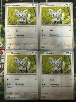 Pokemon Cards 2024 Temporal Forces Playset Minccino 136/162 4x x4 - Image 1