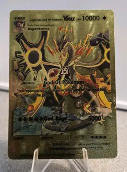 Pokemon Lugia VMAX The God Of Pokemon 10000hp Gold Foil Fan Art Card - Image 1