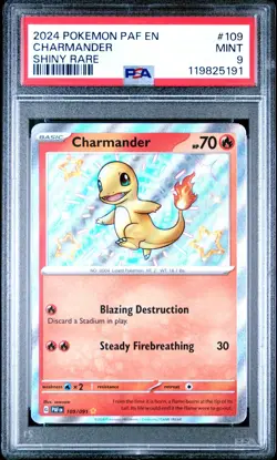 Pokemon TCG Charmander 109/091 2024 Paldean Fates Shiny Rare Card - PSA 9 MINT - Image 1
